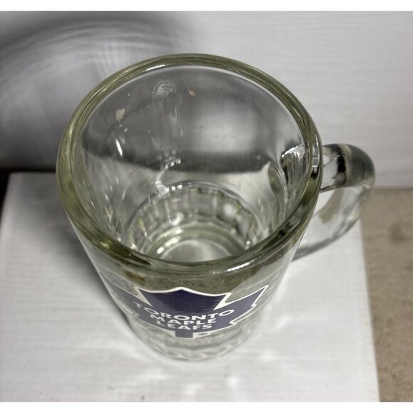 Beer Mug Toronto Maple Leafs Decal Clear Glass With Handle 6" Tall HEAVY - Picture 3 of 11